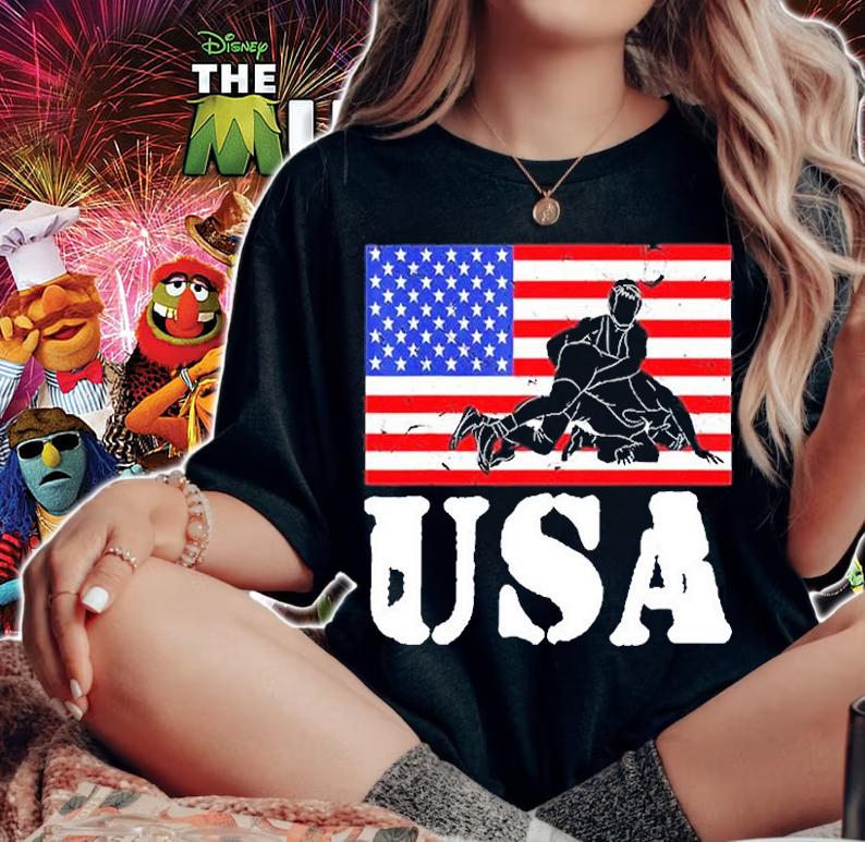 USA American Flag Wrestling T-Shirt woman shirt