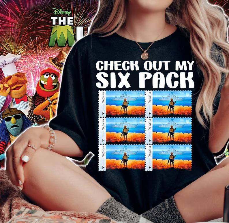 Check Out My Six Pack Ukraine Postage Stamps T-Shirt