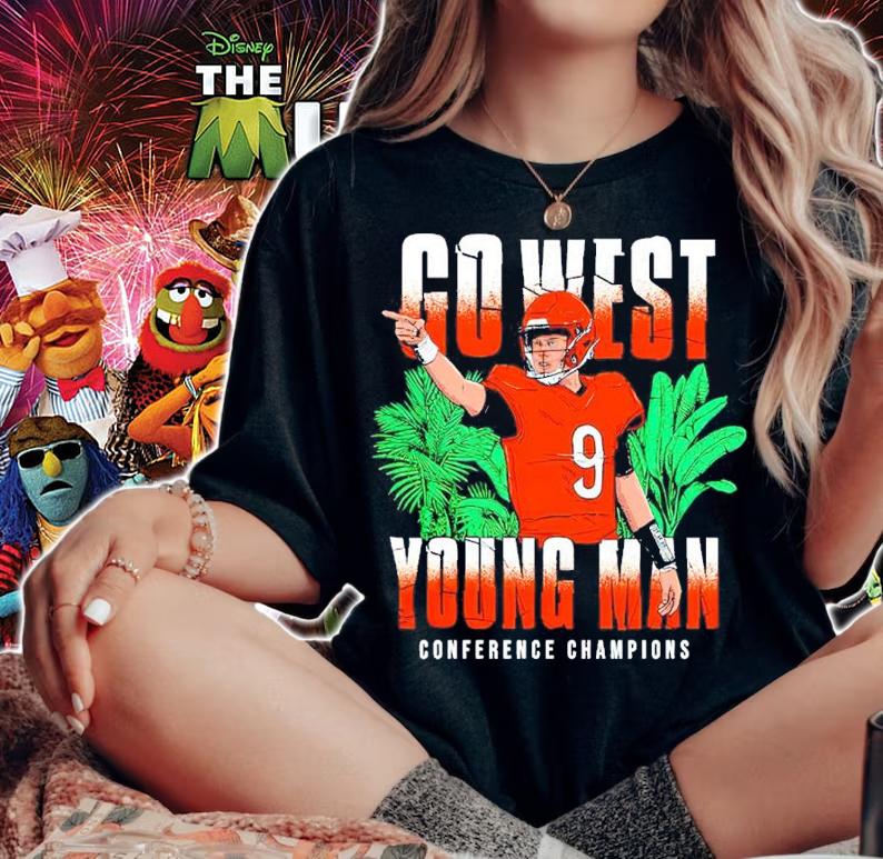 Cincinnati Bengals Joe Burrow Go West Young Man Conference Champions Shirt woman shirt
