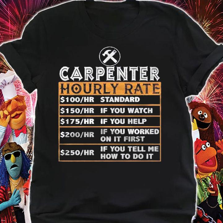 Funny Carpenter Hourly Rate Labor Price Chart Pullover Shirt