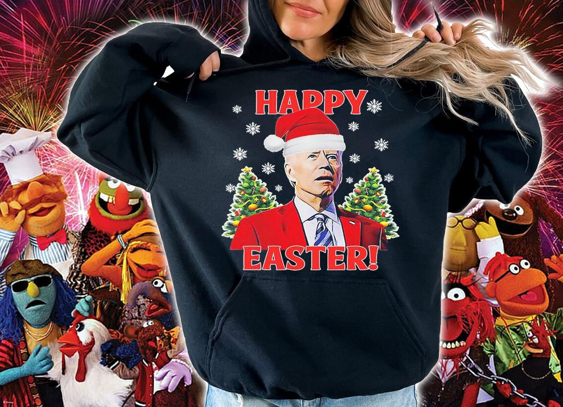 Happy Easter Joe Biden Santa Confused Funny Ugly Christmas T-Shirt hoodie