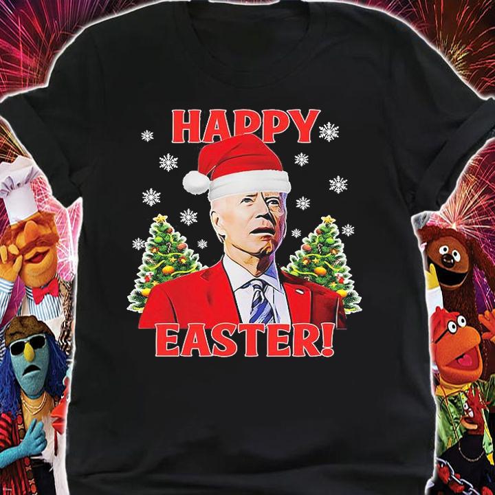 Happy Easter Joe Biden Santa Confused Funny Ugly Christmas T-Shirt shirt
