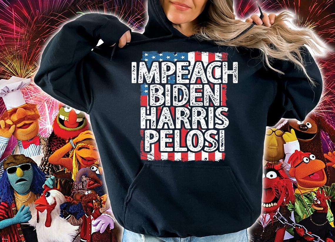 Impeach Biden Harris Pelosi Vintage American Flag T-Shirt hoodie