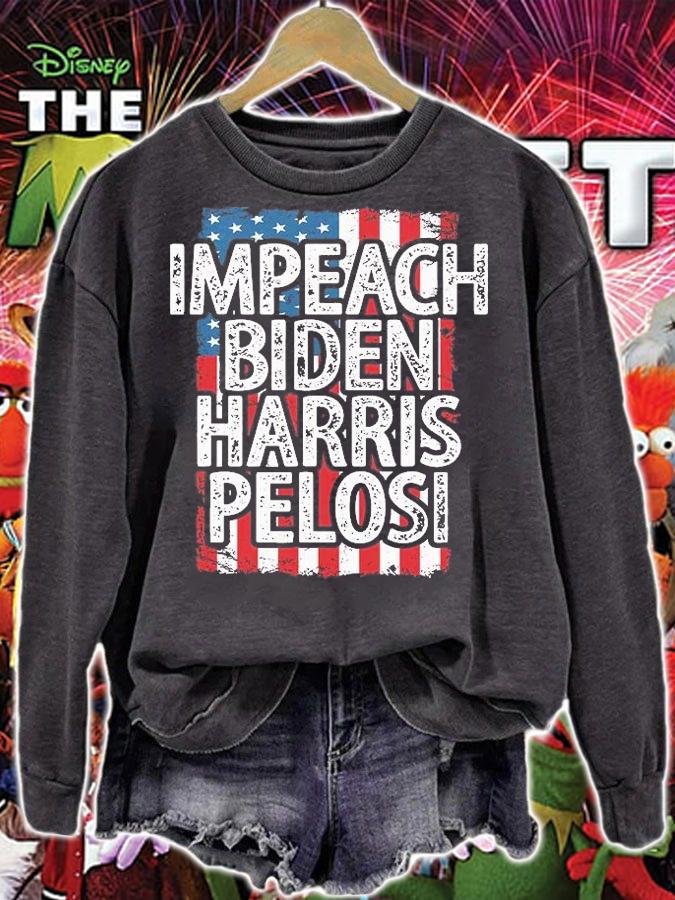 Impeach Biden Harris Pelosi Vintage American Flag T-Shirt sweatshirt