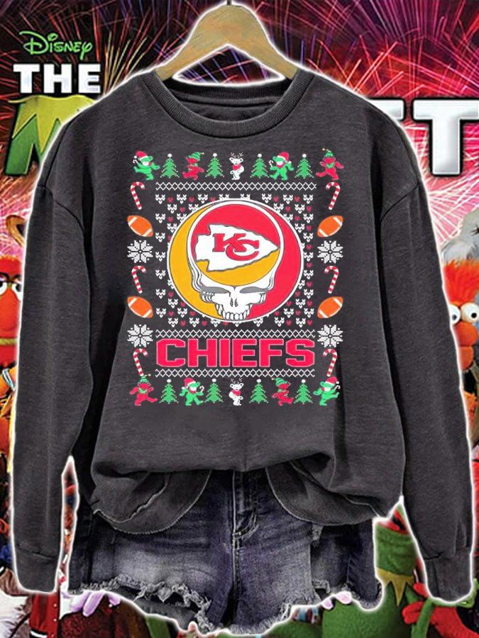 Kansas City Chiefs Grateful Dead Skull Ugly Christmas Shirt sweatshirt