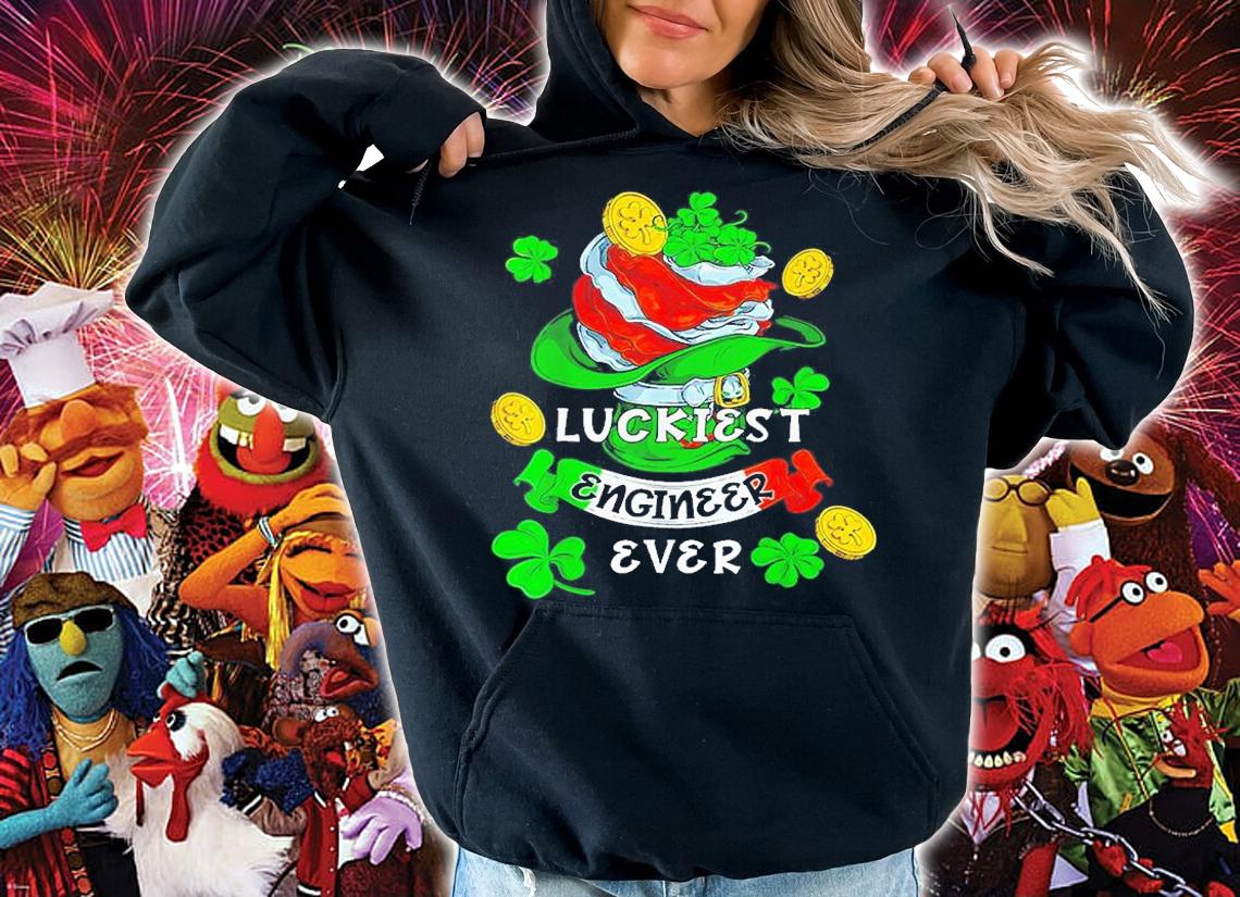 Luckiest Engineer Ever St Patrick's Day Leprechaun Irish Flag T-Shirt hoodie