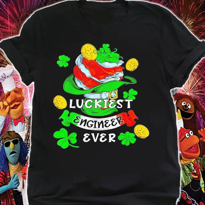 Luckiest Engineer Ever St Patrick's Day Leprechaun Irish Flag T-Shirt shirt