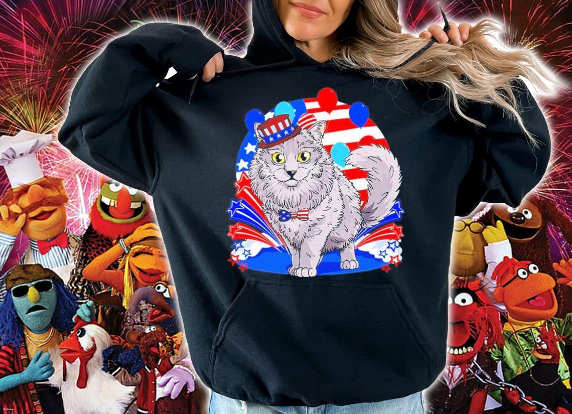 Nebelung Cat 4Th Of July Patriotic American Kitten T-Shirt hoodie