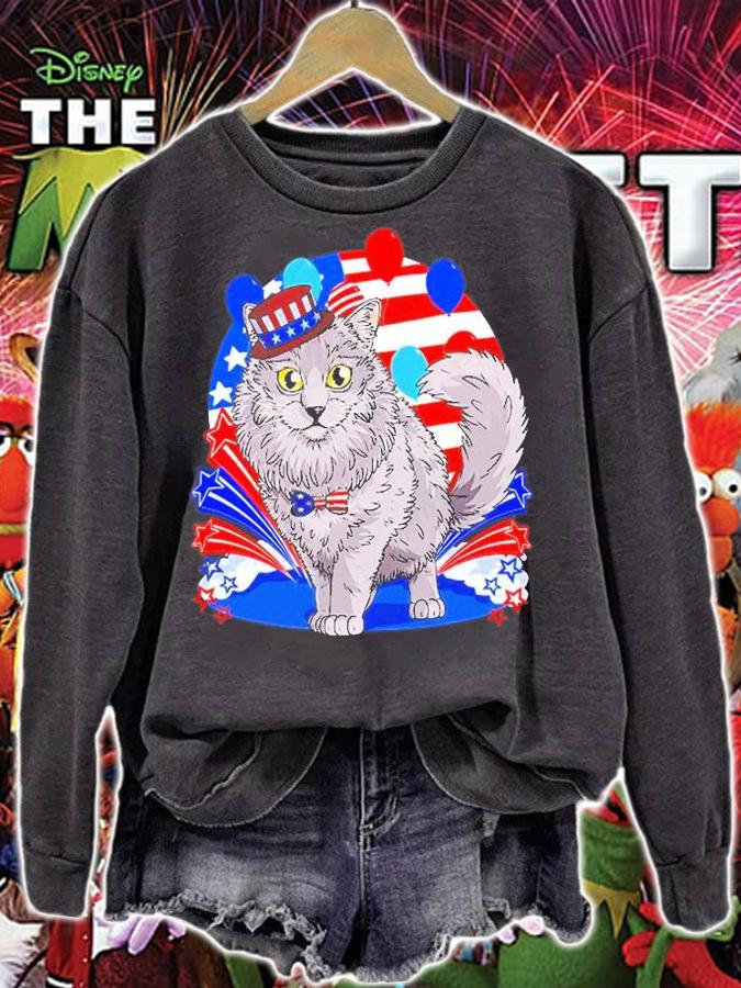 Nebelung Cat 4Th Of July Patriotic American Kitten T-Shirt sweatshirt
