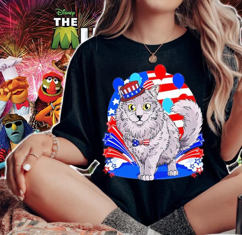 Nebelung Cat 4Th Of July Patriotic American Kitten T-Shirt woman shirt