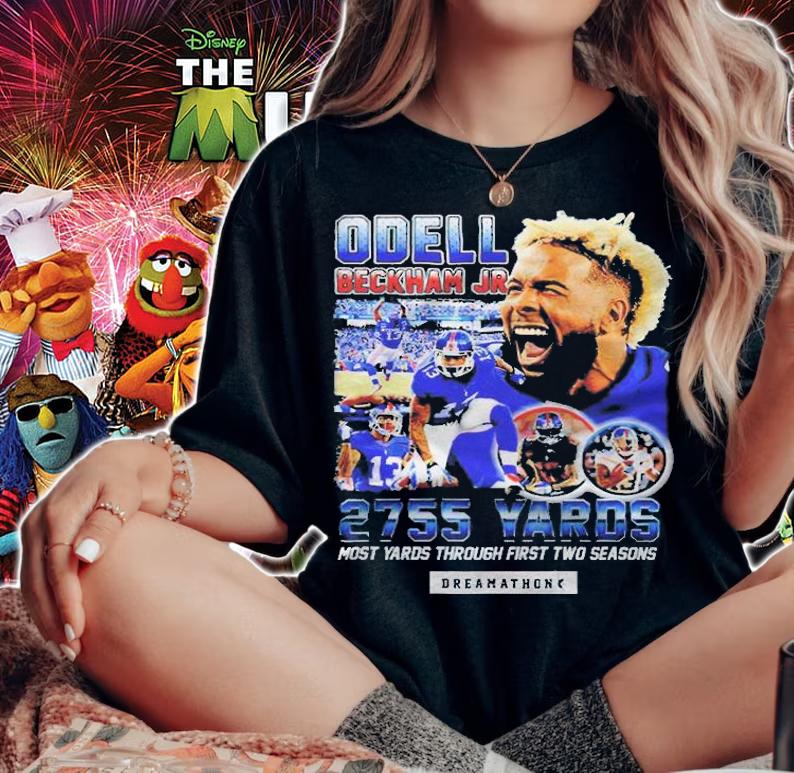 Odell Beckham Jr 2755 Yards Most Yards Through First Two Seasons Dreamathon T-shirt