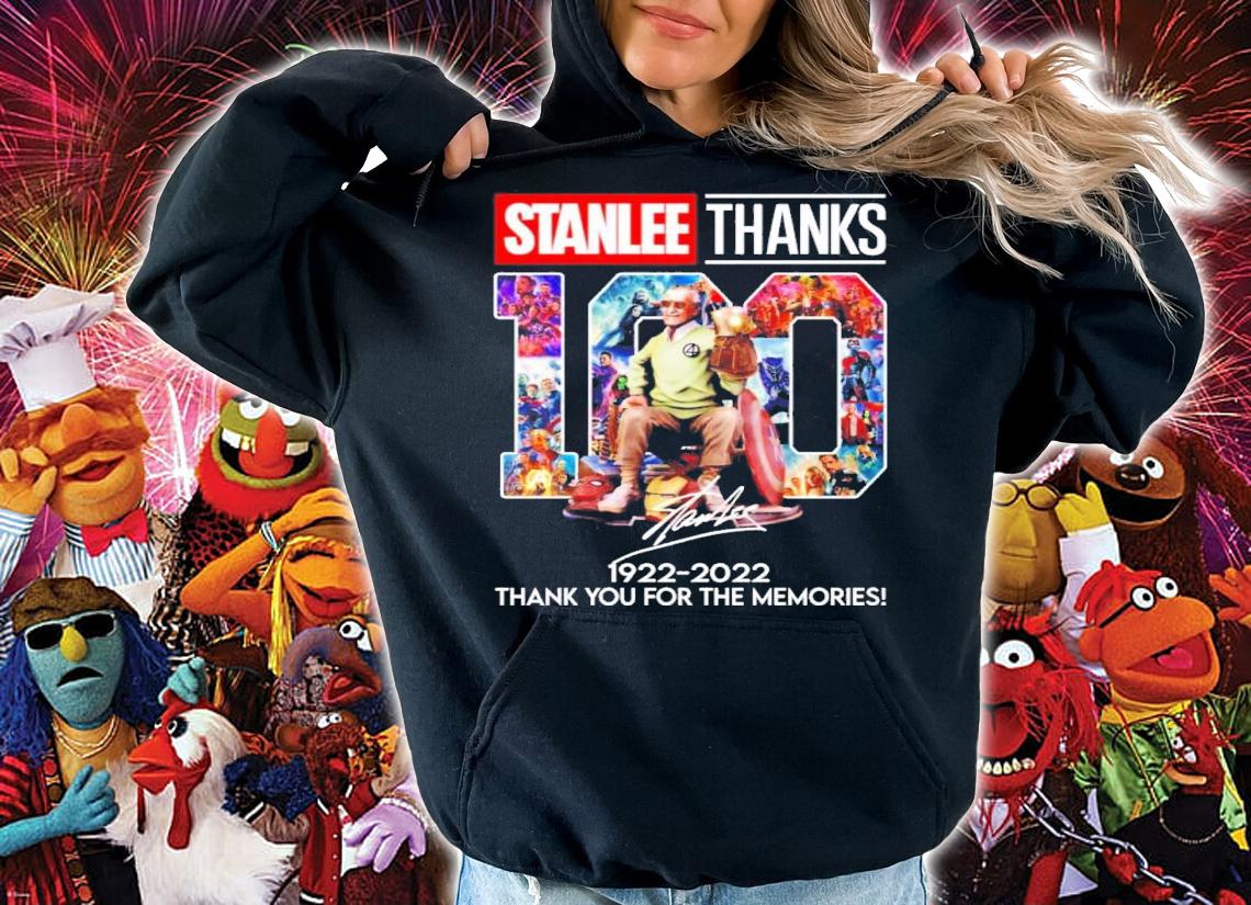 Premium stan Lee Thanks 100 Years 1922-2022 Signatures Thank You For The Memories Shirt hoodie