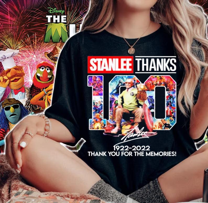 Premium stan Lee Thanks 100 Years 1922-2022 Signatures Thank You For The Memories Shirt woman shirt