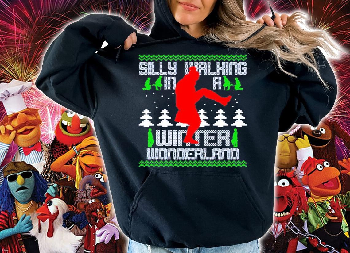 Silly Walking In A Winter Wonderland Ugly Christmas Shirt hoodie