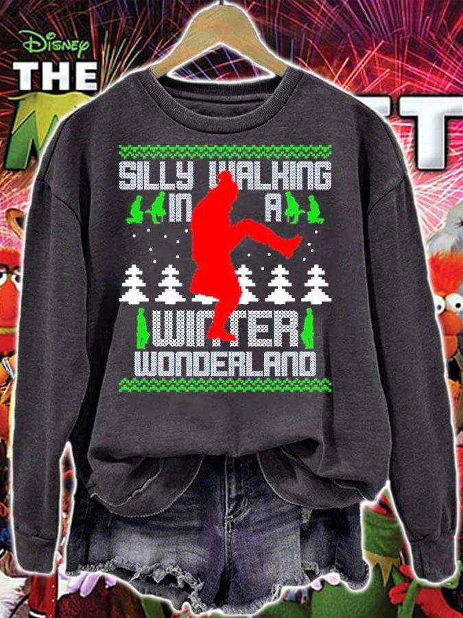 Silly Walking In A Winter Wonderland Ugly Christmas Shirt sweatshirt