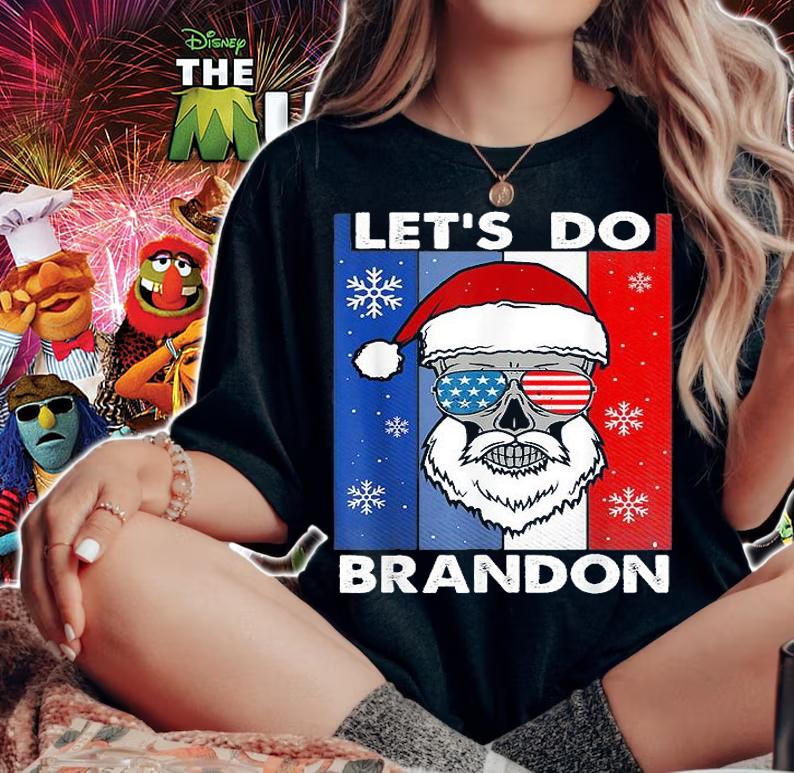 Skull American Let's Do Brandon Christmas T-Shirt woman shirt