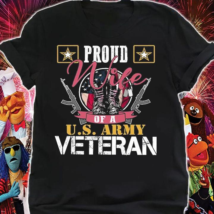 Vintage Proud Wife Of A US. Army Veteran T-Shirt shirt