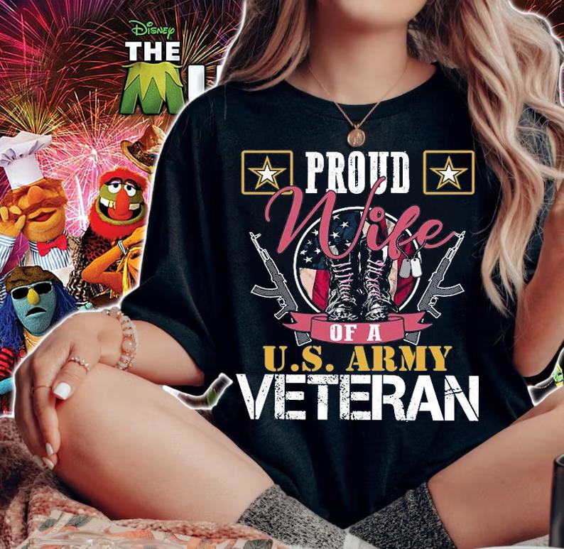 Vintage Proud Wife Of A US. Army Veteran T-Shirt woman shirt