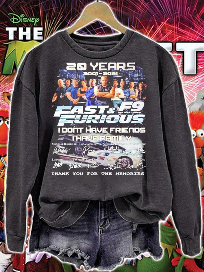20 years 2001-2021 Fast and Furious F9 I dont have friends I have family signature shirt