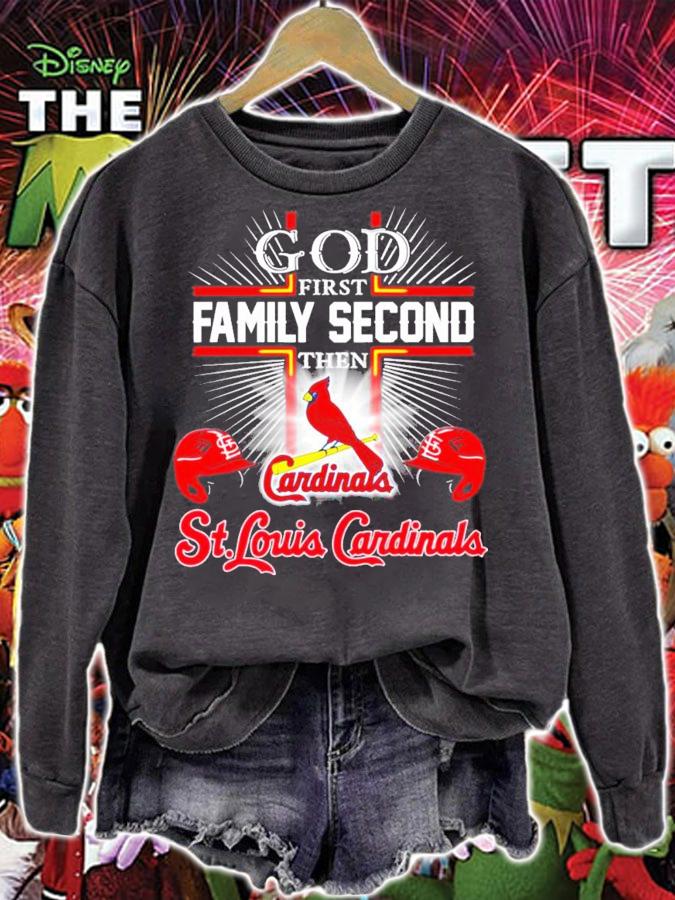 God first family second then St Louis Cardinals shirt sweatshirt