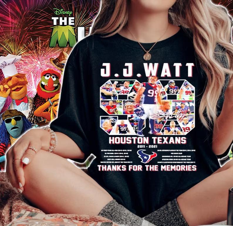 JJ Watt Houston Texans 2011-2021 thanks for the memories shirt woman shirt