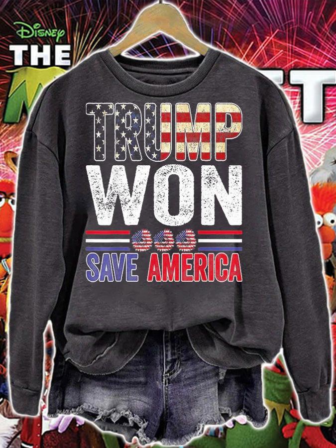 Trump Won Save America Patriotic Flag USA shirt sweatshirt