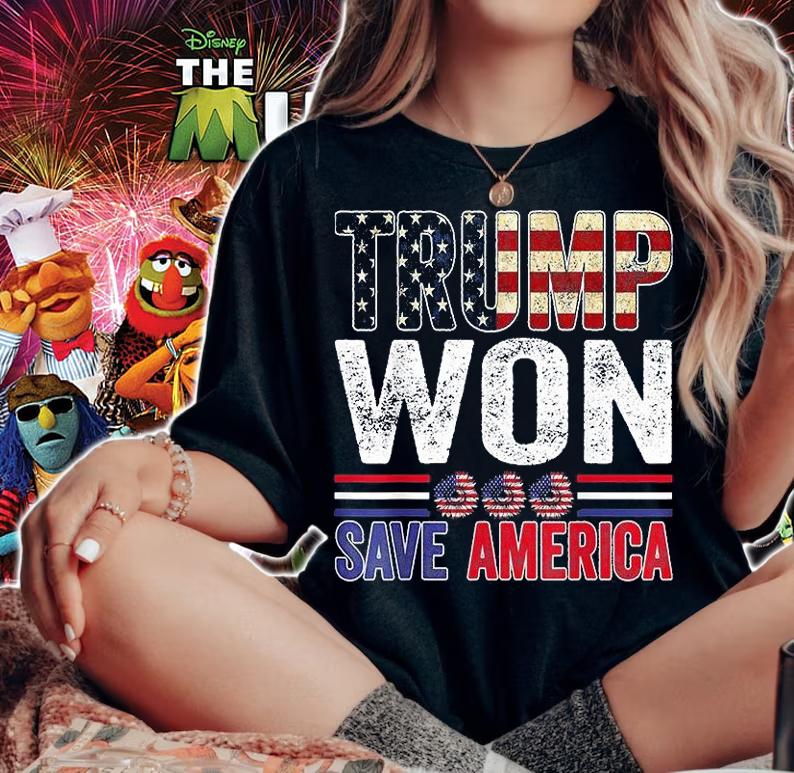 Trump Won Save America Patriotic Flag USA shirt woman shirt