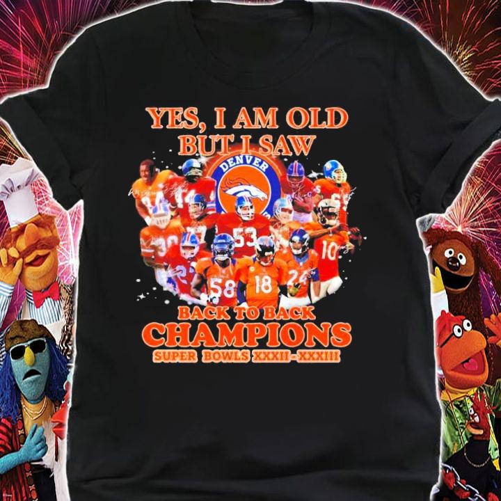 Yes I am old but I saw Denver Broncos all team signature shirt shirt
