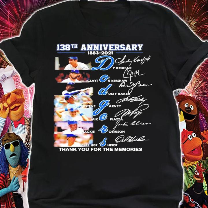 138 years anniversary 1883-2021 DODGERS signature thank you for the memories shirt