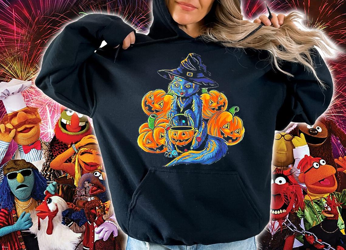 Black Cat and Pumkins Halloween T-shirt - Cute Cat Halloween, Halloween Gift, Funny Halloween T-shirt hoodie
