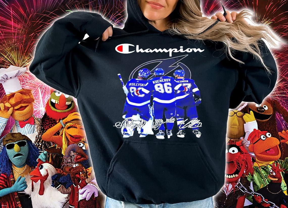 Champion Tampa Bay Lightning Vasilevskiy Jersey Nikita Kucherov Victor Hedman signature shirt
