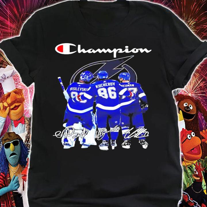 Champion Tampa Bay Lightning Vasilevskiy Jersey Nikita Kucherov Victor Hedman signature shirt