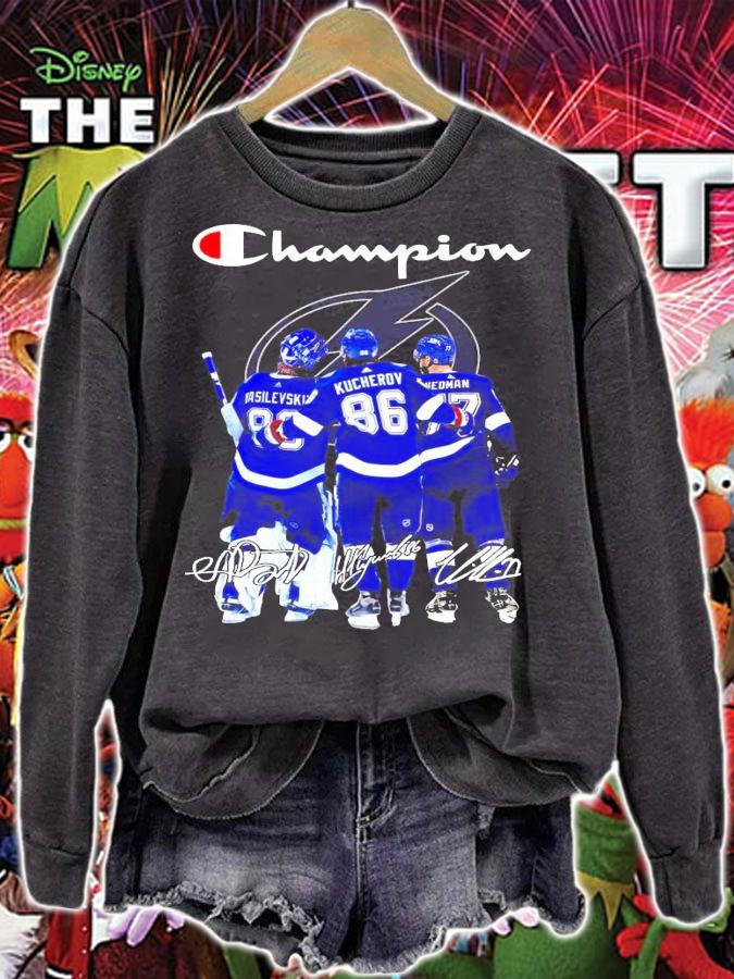 Champion Tampa Bay Lightning Vasilevskiy Jersey Nikita Kucherov Victor Hedman signature shirt