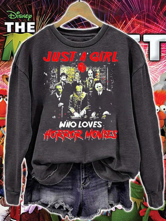 Just a girl who loves horror movies Halloween 2021 T-shirt sweatshirt