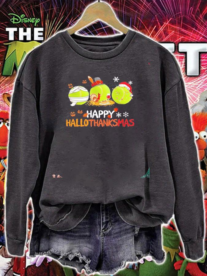 Turkey Tennis Happy Hallothanksmas Merry Christmas shirt t-shirt sweatshirt