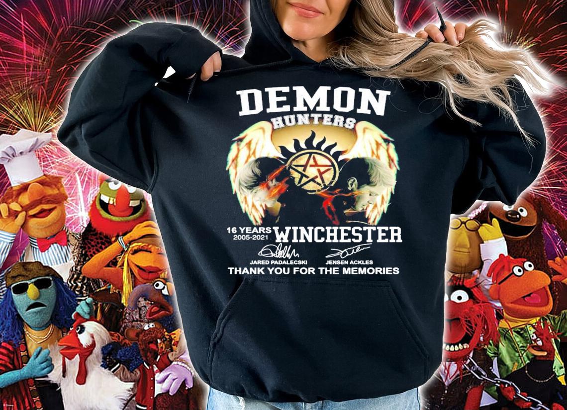 Demon Hunters 16 years 2005-2021 Winchester signature shirt hoodie