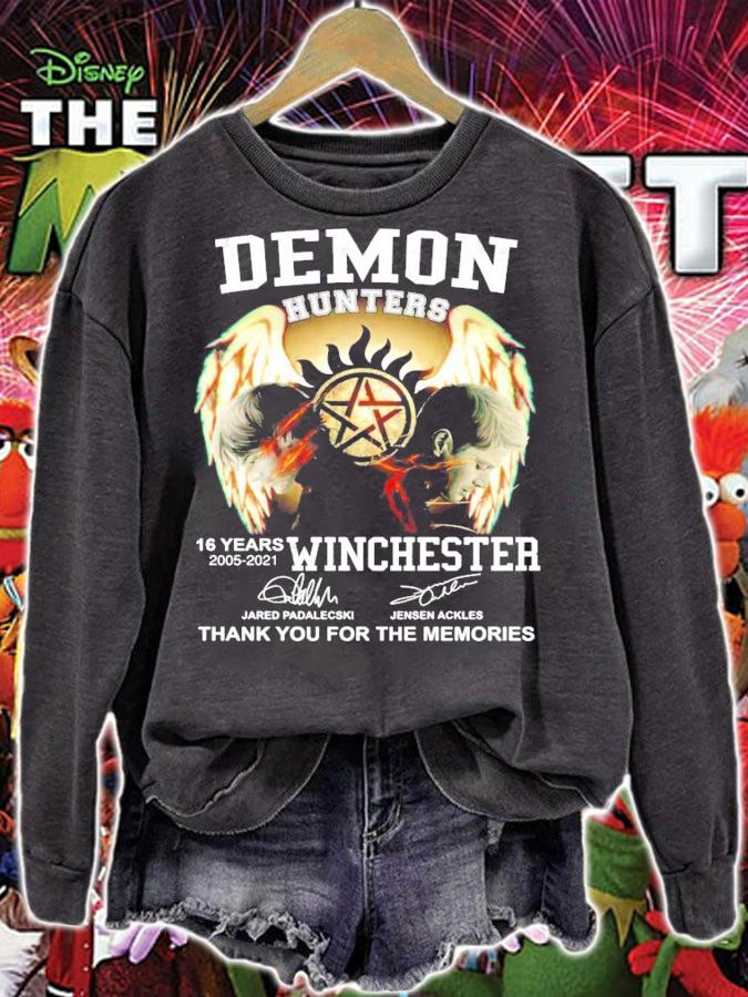 Demon Hunters 16 years 2005-2021 Winchester signature shirt sweatshirt