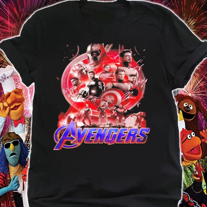 Marvel Avengers Endgame all heroes circle red light signatures shirt shirt
