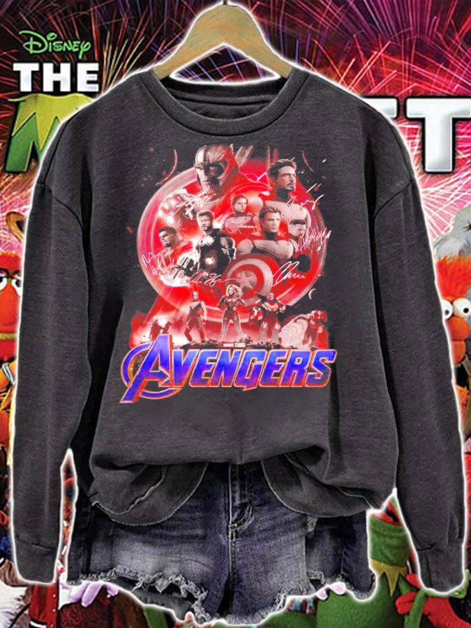 Marvel Avengers Endgame all heroes circle red light signatures shirt sweatshirt