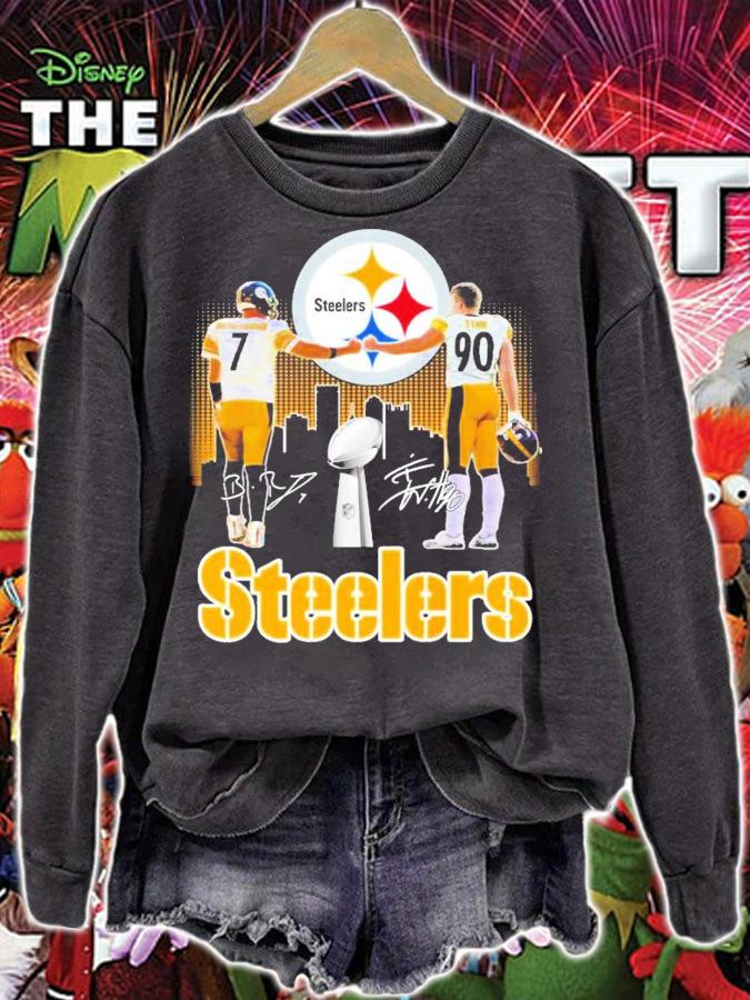 Pittsburgh Steelers Ben Roethlisberger and T. J. Watt signatures shirt sweatshirt