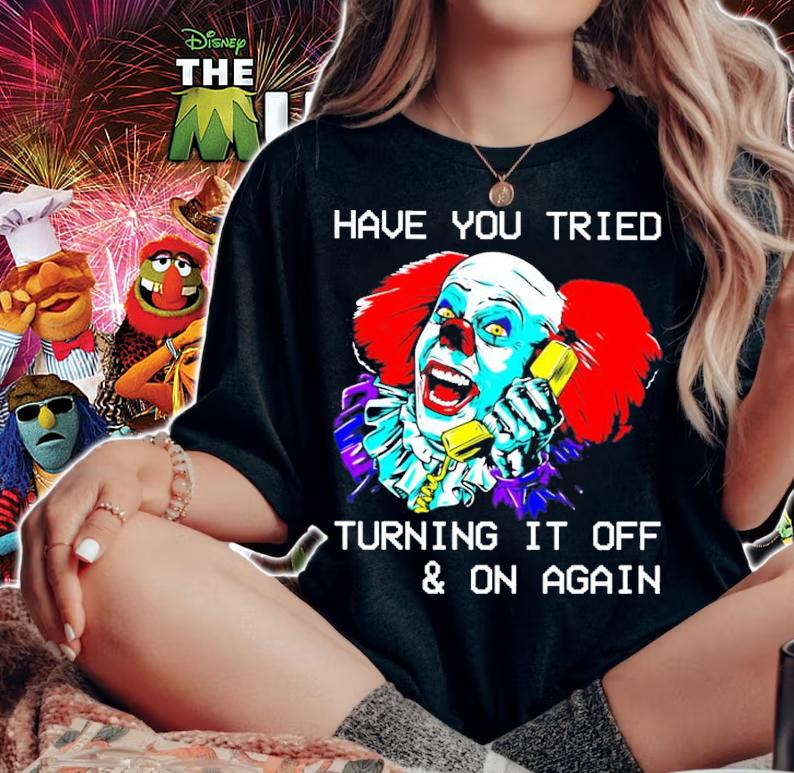 The Joker calling have you tried turning it off and on again shirt woman shirt