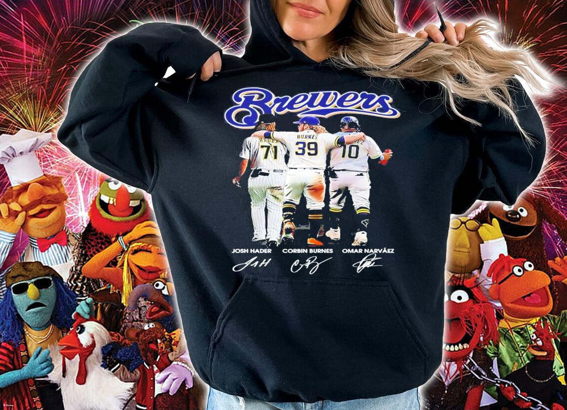 Brewers Josh Hader Corbin Burnes Omar Narvaez signatures shirt hoodie