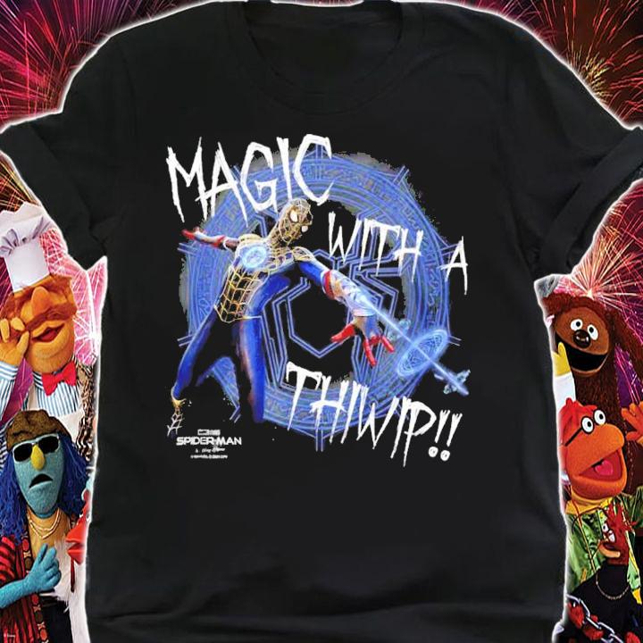 Magic with a thiwip Spider Man shirt shirt