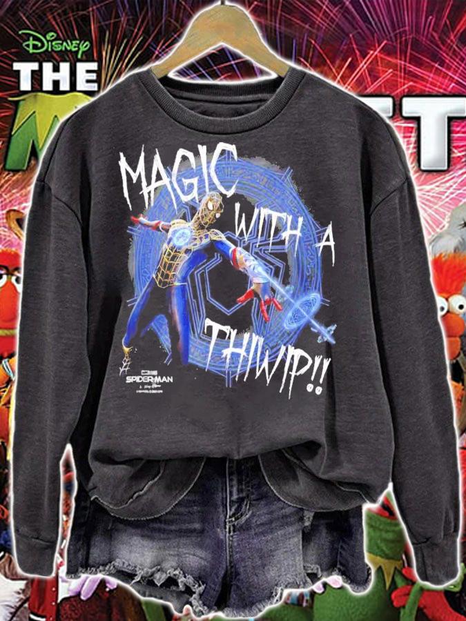 Magic with a thiwip Spider Man shirt sweatshirt