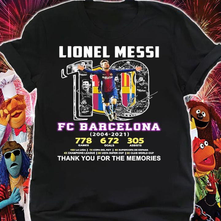 Official m10 Lionel Messi FC Barcelona 2004-2021 thank you for the memories signature shirt shirt