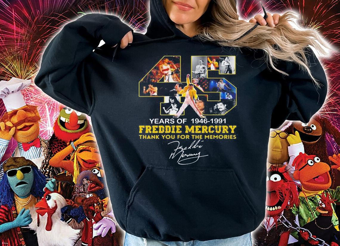 45 Years Of 1946 1991 Freddie Mercury Thank You For The Memories t-shirt