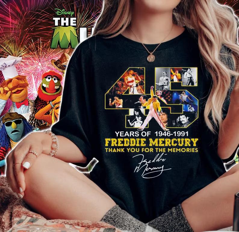 45 Years Of 1946 1991 Freddie Mercury Thank You For The Memories t-shirt