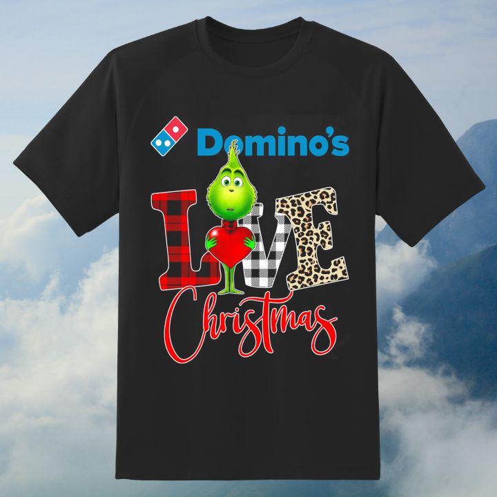 Love Domino'S Grinch Christmas Leopard T-Shirt