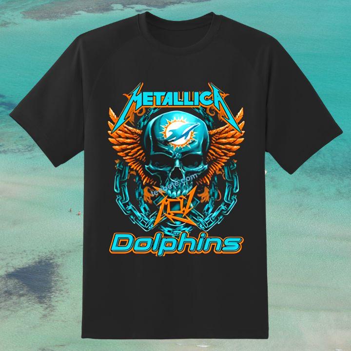 Skull Metallica Miami Dolphins Mashup Funny T-Shirt