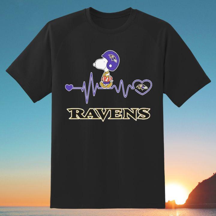 Personalized Snoopy Baltimore Ravens Football Heartbeat T-Shirt